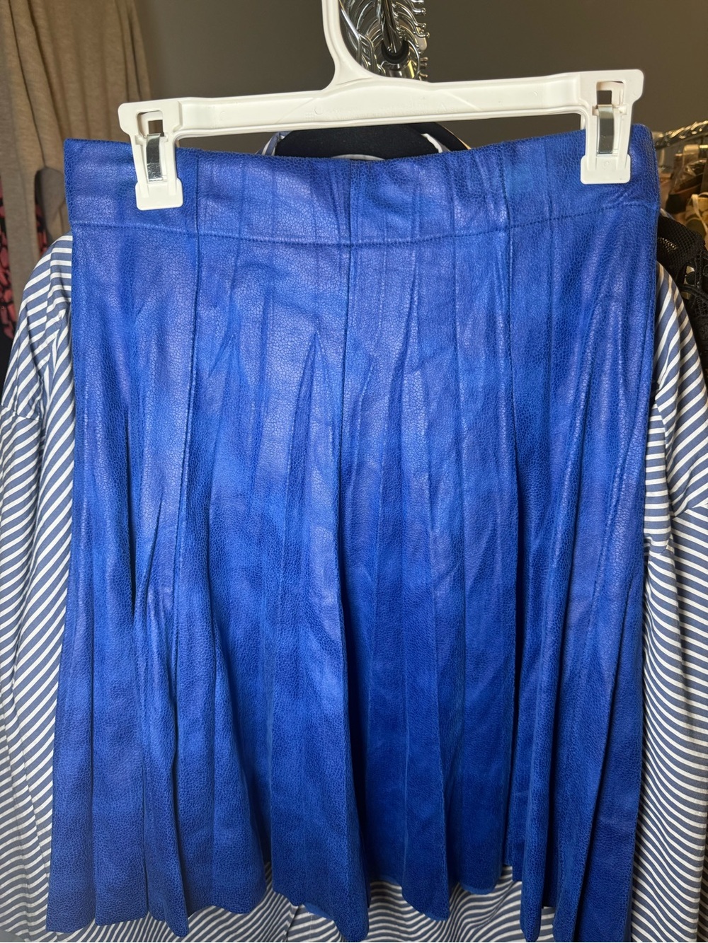 Women's Blue Pleated Midi Skirt